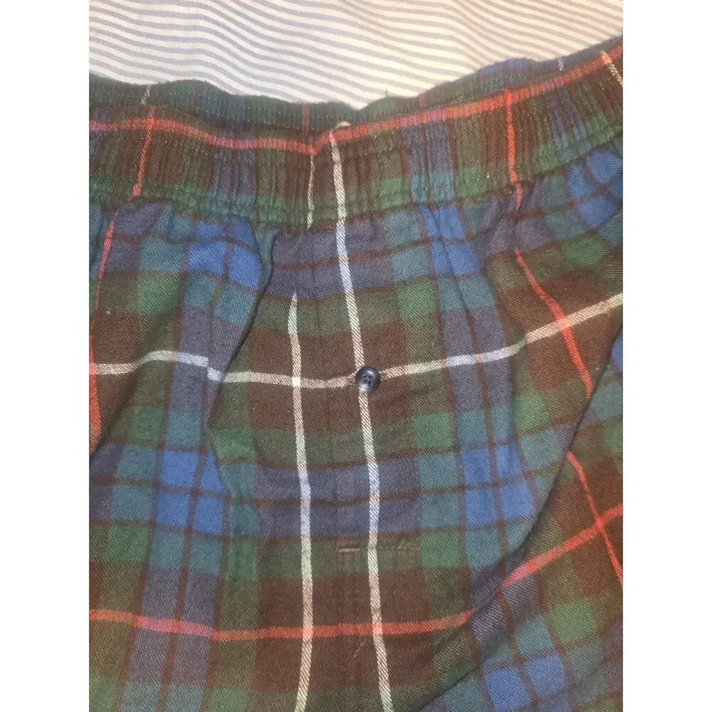 Lot of 2 VTG LL Bean Sleepwear Flannel Boxers Shorts Mens Large Plaid PJ bottom